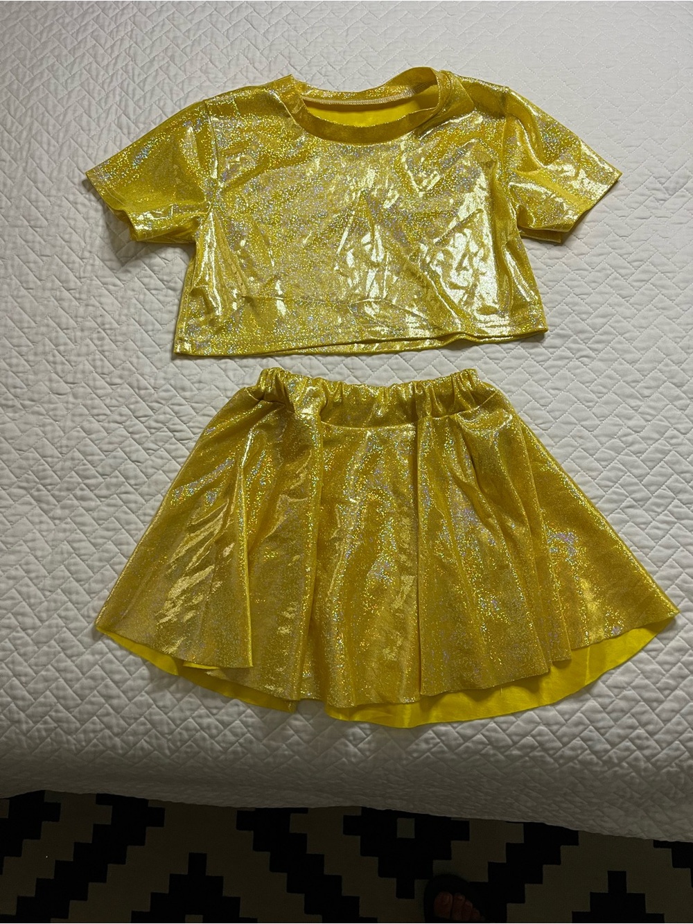 Kids Shimmer Yellow Gold Two-Piece Costume Set